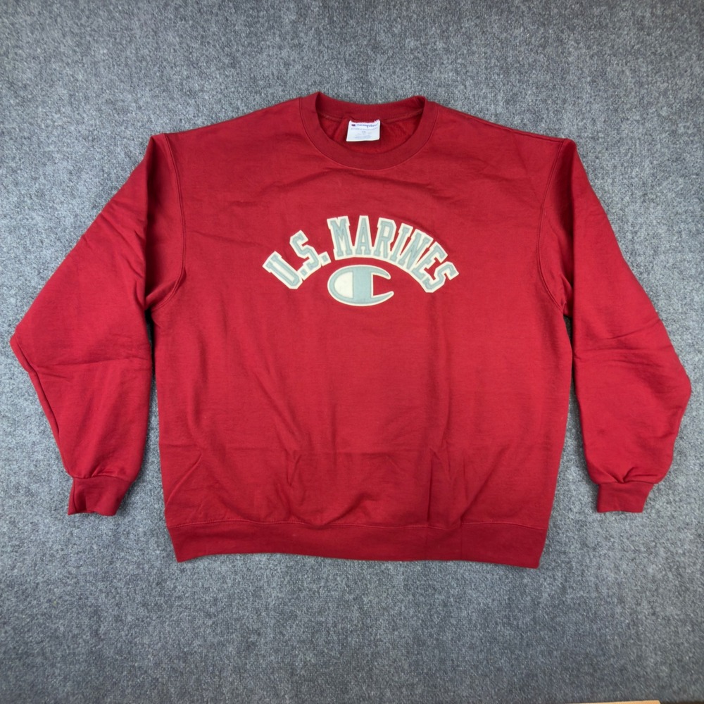 Champion Mens US Marines Sweatshirt Red Crewneck Pullover 2XL USMC Military Logo